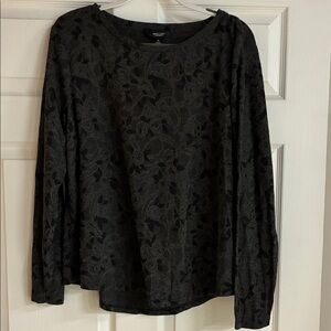 Simply Vera Vera Wang Black Floral Jacquard Long Sleeve Tee